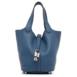 Hermès-Hermes Blue Clemence Picotin Lock 18-Blue