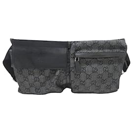 Gucci-Gucci Gray GG Denim lined Pocket Belt Bag-Grey,Dark grey