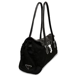 Prada-Prada Black Soft Calf and Tessuto Easy Shoulder Bag-Black