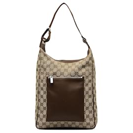 Gucci-Gucci Brown GG Canvas Shoulder Bag-Brown,Beige,Dark brown