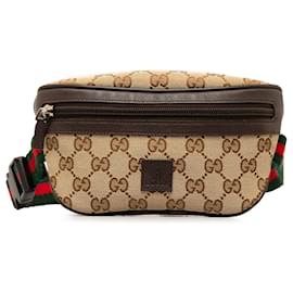 Gucci-Gucci Brown GG Canvas Web Kindergürteltasche-Braun,Beige