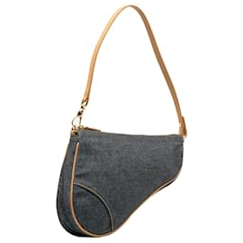 Dior-Dior Blue Mini Denim Saddle Pochette-Blue,Other