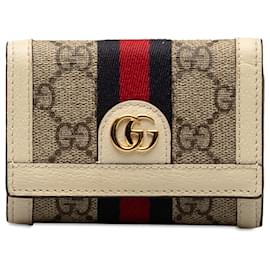 Gucci-Gucci Brown GG Supreme Ophidia Small Wallet-Brown,White,Beige
