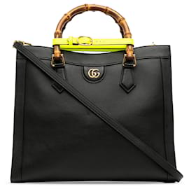 Gucci-Bolso satchel Diana mediano de bambú negro Gucci-Negro