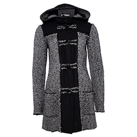 Chanel-Casaco Parka Duffle Tweed CC de 8K$-Preto