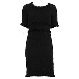 Chanel-Vestido de tweed negro Runway CC Charm.-Negro