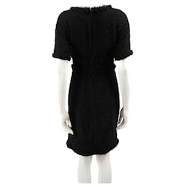 Chanel-Vestido de Tweed Preto Runway CC Charm-Preto