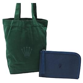 Rolex-NEW ROLEX WATCHES HAND POUCH CANVAS JEANS + TOTE BAG LOGO CLUTCH TOTE BAG-Navy blue