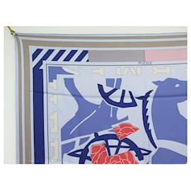 Hermès-NEW HERMES PUZZLE SCARF BY JOHACHIM METZ CARRE 90 BLUE SILK SCARF-Blue