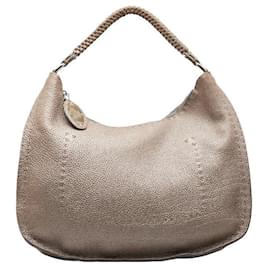 Fendi-Fendi Leather Selleria One Shoulder Bag in Very Good Condition-Grey