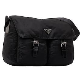 Prada-Prada Tessuto Double Pocket Shoulder Bag Canvas Shoulder Bag in Good condition-Other
