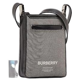 Burberry-Burberry Mini bolso bandolera Horseferry de lona y cuero Bolso bandolera de lona 8050842 en buen estado-Otro