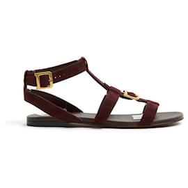 Christian Dior-Sandalias Dior D EU38 de ante amaranto, planas, talla US7.5, nuevas.-Burdeos