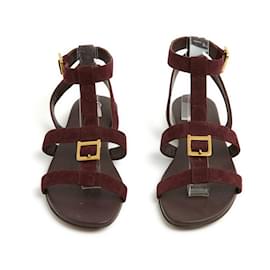 Christian Dior-Sandalias Dior D EU38 de ante amaranto, planas, talla US7.5, nuevas.-Burdeos