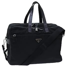 Prada-PRADA Business Bag Nylon 2way Black Auth 70389-Black