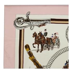 Hermès-HERMES CARRE 90 EQUiPAGES Schal Seide Rosa Auth bs13484-Pink