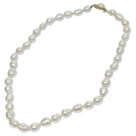 Chanel-CHANEL Pearl Necklace metal Gold CC Auth bs13497-Golden