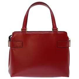 Salvatore Ferragamo-Salvatore Ferragamo Gancini Hand Bag Leather 2way Red Auth th4761-Red