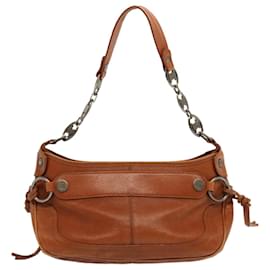 Céline-CELINE Shoulder Bag Leather Brown Auth 70338-Brown