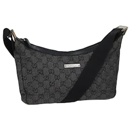 Gucci-GUCCI GG Canvas Shoulder Bag Black Auth ac2892-Black