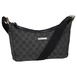 Gucci-GUCCI Bolso de hombro de lona GG negro Auth ac2892-Negro