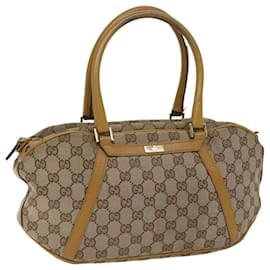 Gucci-GUCCI GG Canvas Hand Bag Beige 002 1084 Auth yk11696-Beige