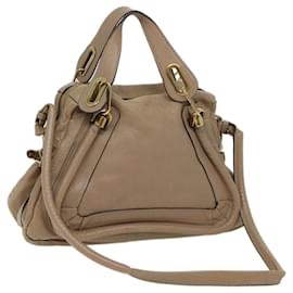 Chloé-Chloe Paraty Bolsa De Ombro Couro 2way Beige Auth bs13559-Bege