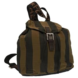 Fendi-FENDI Pecan Canvas Backpack Nylon Brown Auth bs12549-Brown