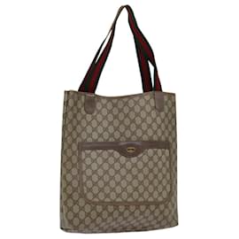 Gucci-GUCCI GG Supreme Web Sherry Line Sac cabas PVC Rouge Beige 39 02 003 Auth yk11570-Rouge,Beige