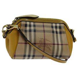Burberry-BURBERRY Nova Check Shoulder Bag PVC Leather Beige Auth 70150-Beige