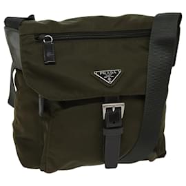 Prada-PRADA Shoulder Bag Nylon Khaki Auth bs13555-Khaki