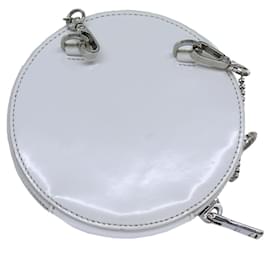 Prada-PRADA Chain Shoulder Bag Patent leather White Auth 70442-White