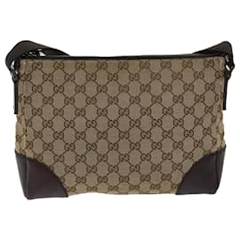 Gucci-GUCCI GG Canvas Shoulder Bag Beige 114273 Auth ki4321-Beige