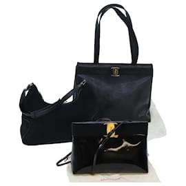Salvatore Ferragamo-Salvatore Ferragamo Shoulder Bag Leather 3Set Black Auth bs13500-Black