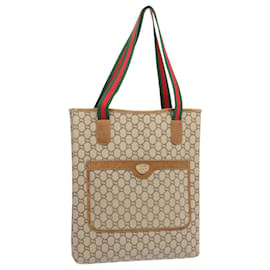 Gucci-GUCCI GG Plus Supreme Web Sherry Line Tote Bag Beige Rouge Vert Auth th4782-Rouge,Beige,Vert
