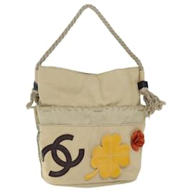 Chanel-CHANEL Shoulder Bag Canvas Beige CC Auth 70461-Beige