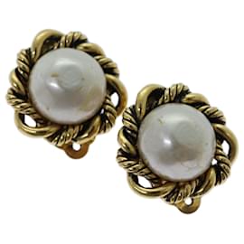 Chanel-CHANEL Pearl Earring metal Gold CC Auth bs13495-Golden