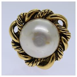 Chanel-CHANEL Orecchino di perla metallo Oro CC Auth bs13495-D'oro