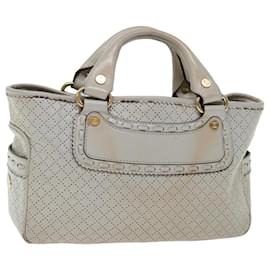 Céline-CELINE Hand Bag Leather Gray Auth 70597-Brown