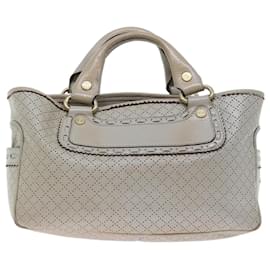 Céline-CELINE Hand Bag Leather Gray Auth 70597-Brown