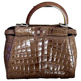 Bolsa Fendi Peekaboo em couro de crocodilo marrom Marrom