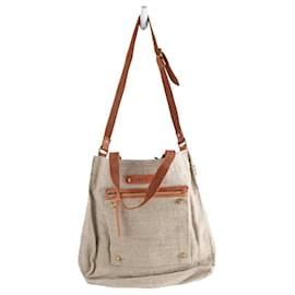 Zadig & Voltaire-Linen shoulder handbag-Beige