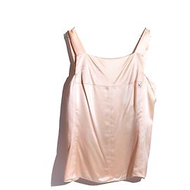 CHANEL - Beigefarbenes Seidentop (Größe 42) Beige