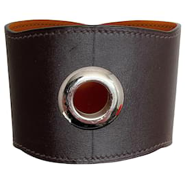 Autre Marque-Braunes Lederarmband mit Ösen von Hermes-Braun