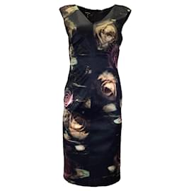 Autre Marque-Escada Vestido Midi Preto Multi Rose Estampado-Preto