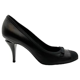 Autre Marque-Chanel Sapatos de couro preto com biqueira de gorgorão-Preto