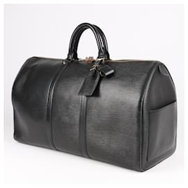 Louis Vuitton-Keepall de cuero Epi de Louis Vuitton 50 en negro M42962-Negro