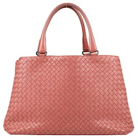 Bottega Veneta-Bottega Veneta  Brick Pink Intrecciato Leather Tote With mirror-Pink