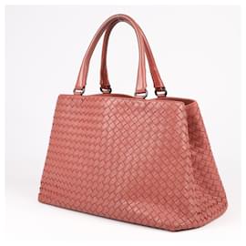 Bottega Veneta-Bottega Veneta  Brick Pink Intrecciato Leather Tote With mirror-Pink