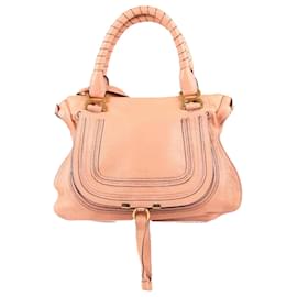 Chloé-Chloe Marcie Leather Medium Satchel Bag in Salmon Pink-Pink